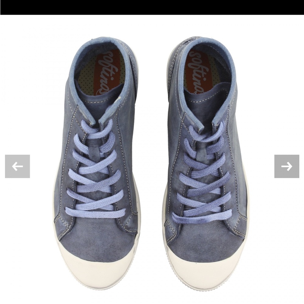 Softinos by Fly London Navy Blue High-Top Leather Sneakers. Size 38. EUC